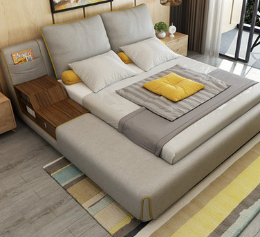 实木布艺床 双人床